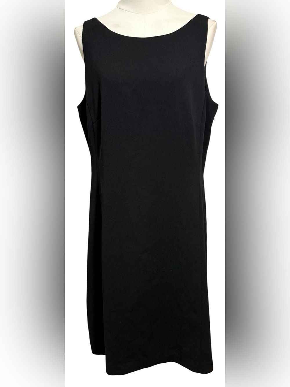 Vintage Carole Little Black Sleeveless Shift Dress Size 14 - Picture 2 of 6